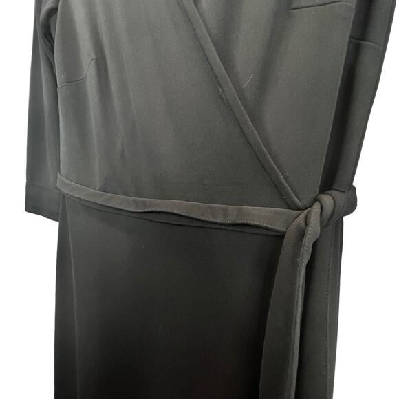 Sigrid Olsen Black Long Sleeve Wrap Dress Classic Style Neutral Office Classic - Picture 7 of 8